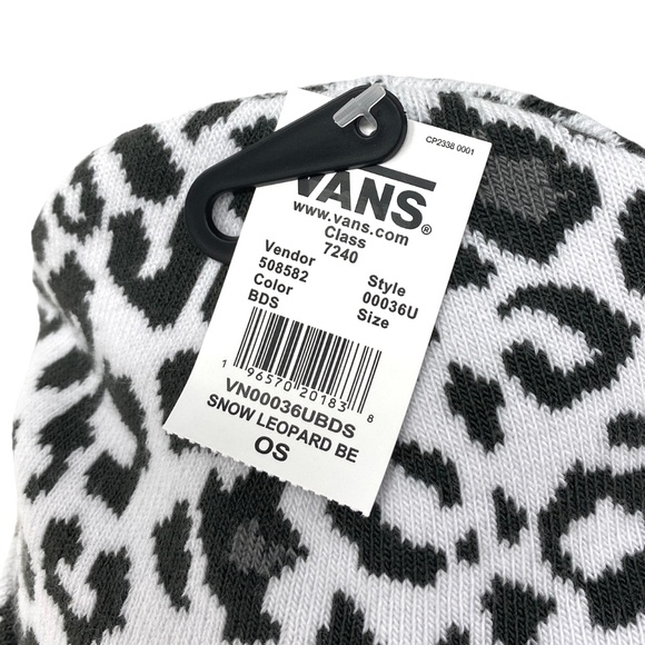 VANS Kids Snow Leopard Beanie Black Gray White Knit Hat One Size VN00036UBDS - Picture 4 of 4